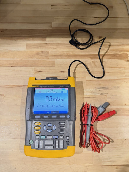 FLUKE 196C SCOPEMETER COLOR WITH LEADS 100MHZ 1GS/S TESTED