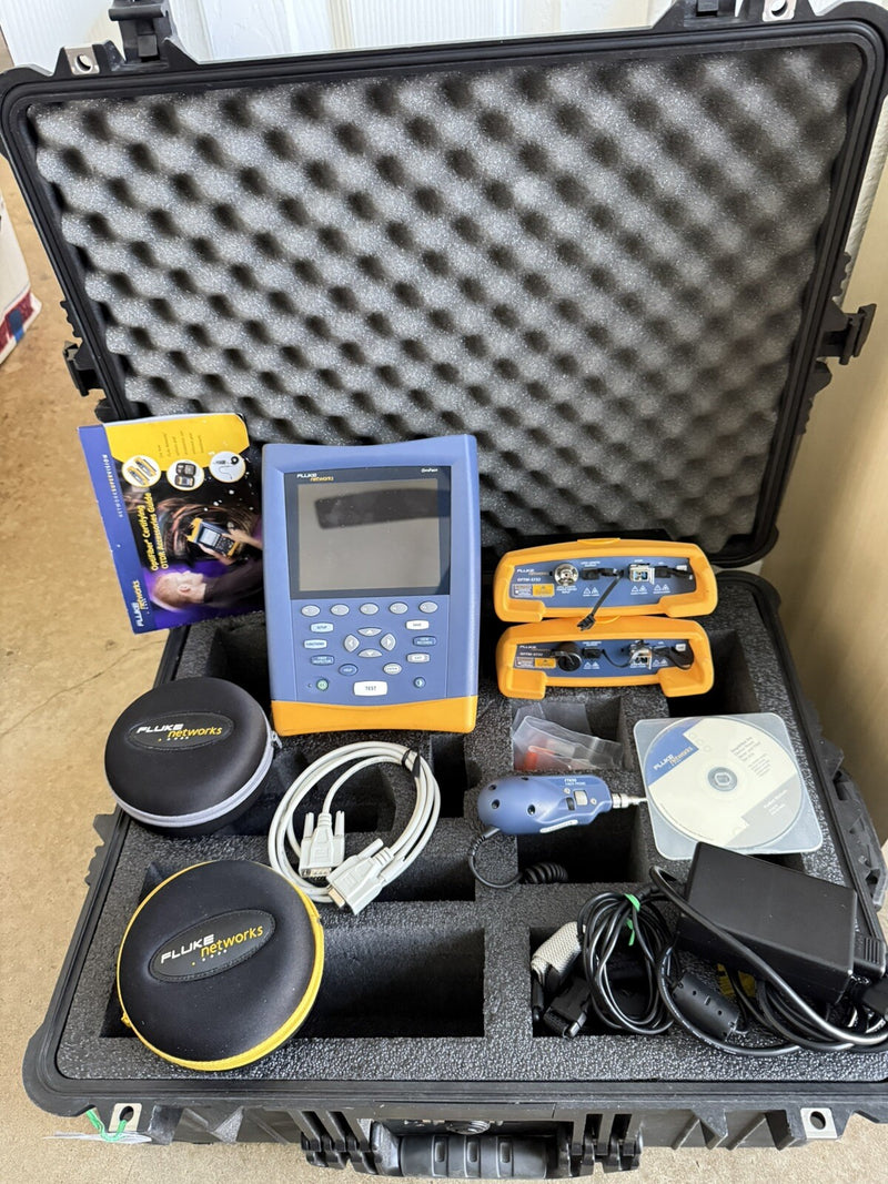 FLUKE NETWORKS OPTIFIBER OTDR KIT WITH 2 X OFTM-5732 MODULES TESTED