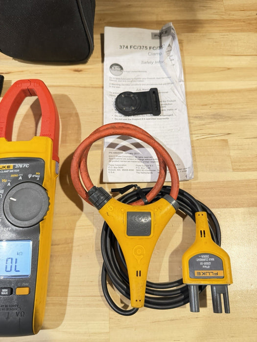 FLUKE 376FC WIRELESS TRUE RMS AC/DC CLAMP METER W/LEADS - SHIPS FAST