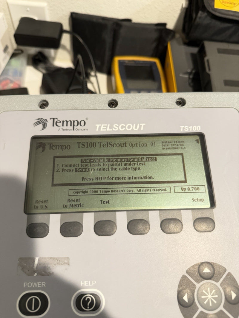 TEMPO TELSCOUT TS100 TDR REFLECTOMETER CABLE TESTER WITH LEADS & ACCESSORIES TESTED