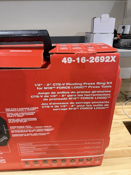 MILWAUKEE 49-16-2692X 1/2"-2" CTS-V PIVOTING PRESS RING KIT FOR FORCE LOGIC NEW