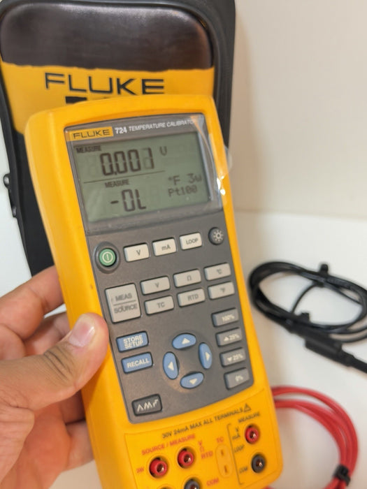 FLUKE 724 TEMPERATURE CALIBRATOR METER W/ LEADS & ACCESSORIES (TESTED)SHIPS FAST
