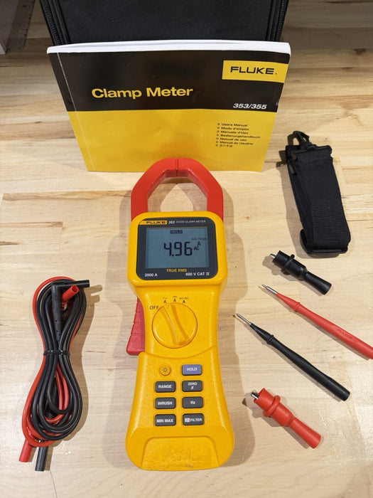 FLUKE 353 AC/DC CLAMP METER W/ LEADS & BAG (TESTED) SHIPS FAST