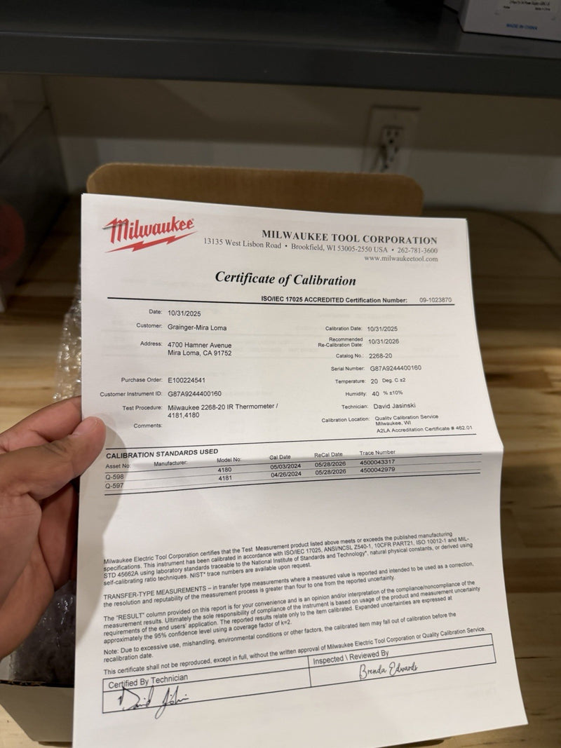 MILWAUKEE 2268-20NST 12:1 INFD TEMP-GUN (NIST) CALIBRATED 2026 RARE