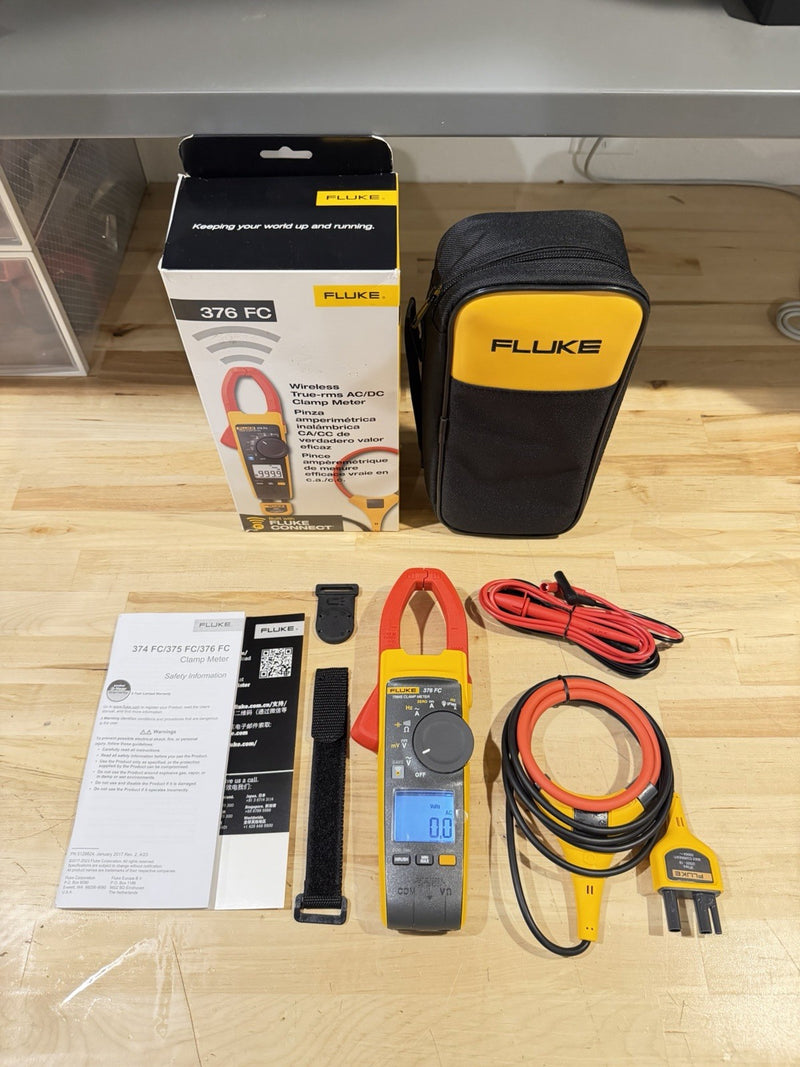 FLUKE 376FC WIRELESS TRUE RMS AC/DC CLAMP METER W/LEADS - SHIPS FAST NEW