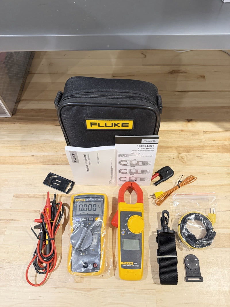 FLUKE 116/323 HVAC MULTIMETER COMBO KIT W/ ACCESSORIES TESTED SHIPS FAST NEW