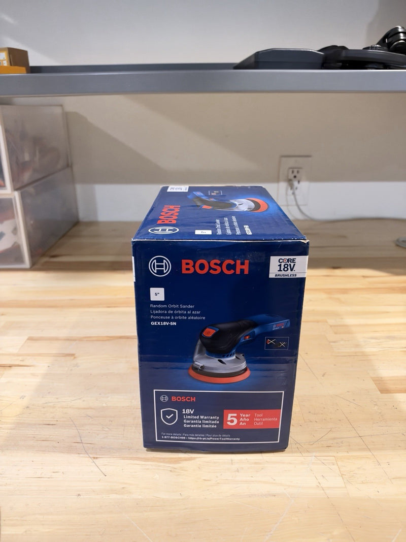 BOSCH 18V GEX18V-5N  5" ORBITAL SANDER VARIABLE SPEEL BL (TOOL ONLH) NEW IN BOX