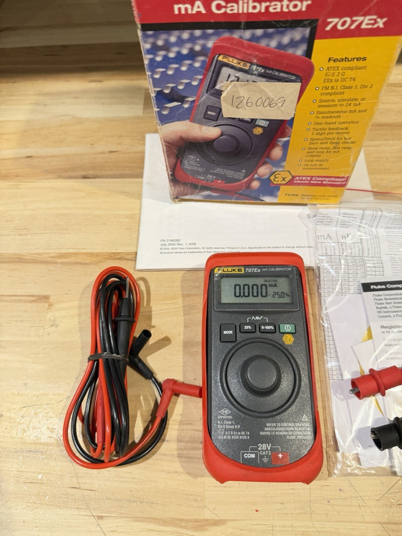 FLUKE 707EX MA CALIBRATOR W/ LEADS & MANUAL (TESTED) FREE SHIPPING