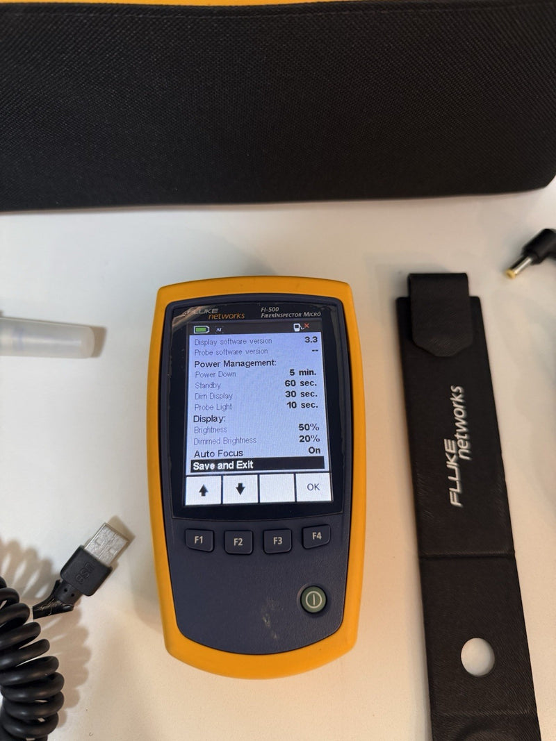 FLUKE NETWORKS FI-500 FIBER INSPECTOR MICRO KIT WITH BAG & CHARGER