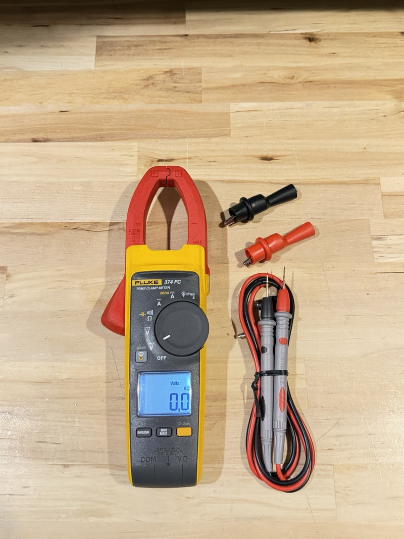 FLUKE 374 FC TRMS CLAMP METER WITH LEADS & CLIPS TESTED
