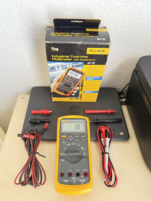 FLUKE 87V TRUE RMS MULTIMETER W /LEADS - FREE SHIPPING (TESTED)