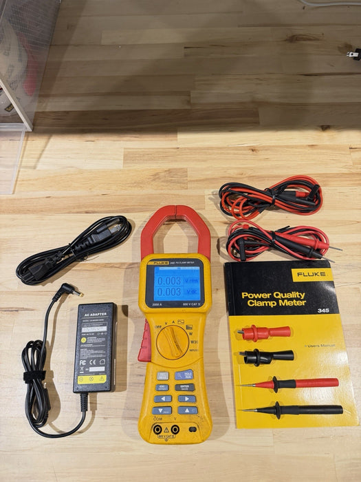 FLUKE 345 POWER QUALITY CLAMP METER W/LEADS & ACCESSORIES (TESTED) SHIPS FAST