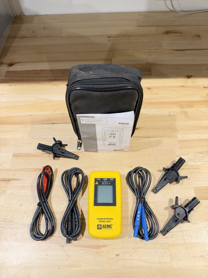 AEMC 6608 Phase Sequence Tester Digital, 40 to 850V AC, 15 Hz to 400 Hz, CAT III
