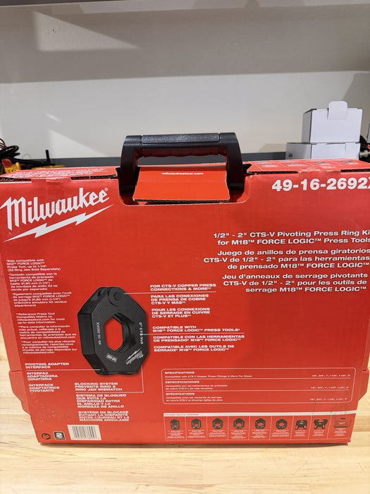 MILWAUKEE 49-16-2692X 1/2"-2" CTS-V PIVOTING PRESS RING KIT FOR FORCE LOGIC NEW