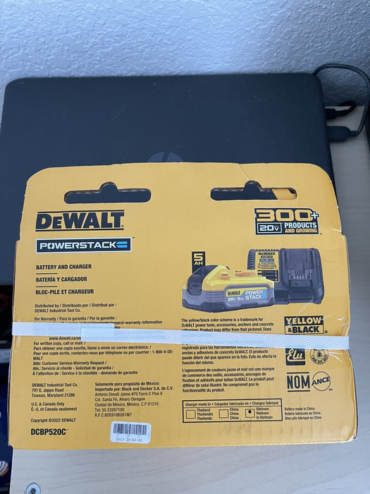 Dewalt DCBP520C POWERSTACK 20V MAX 5 Ah Li-Ion Battery & Charger Kit New
