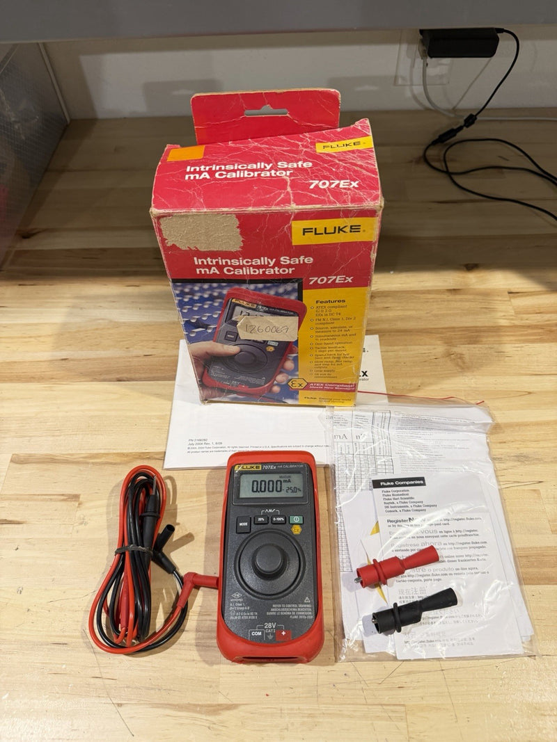 FLUKE 707EX MA CALIBRATOR W/ LEADS & MANUAL (TESTED) FREE SHIPPING