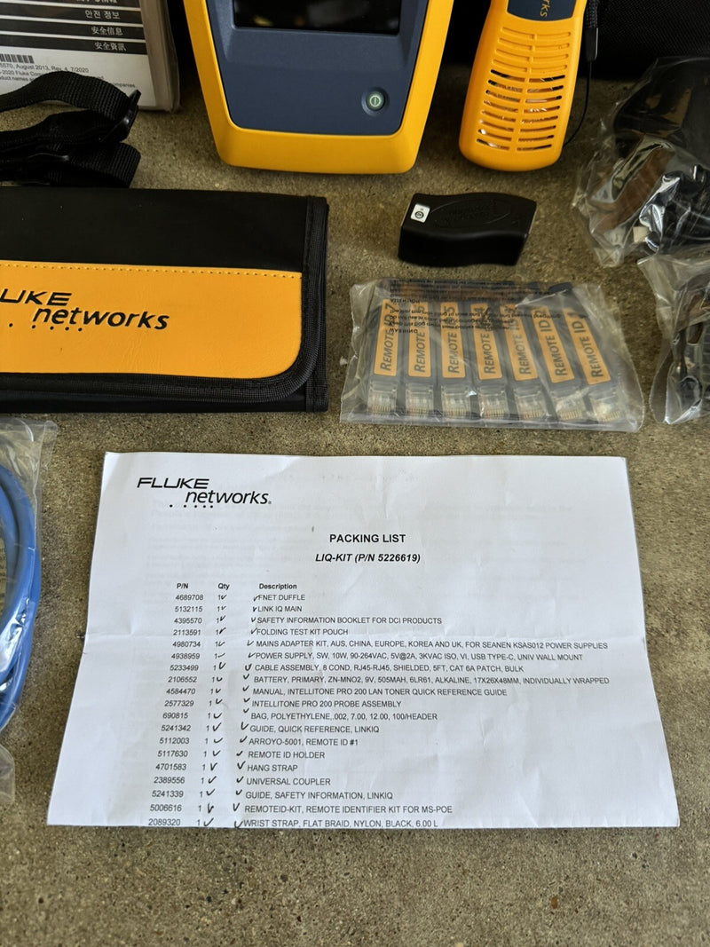 FLUKE NETWORKS LIQ-KIT LINKIQ TESTER & INTELLITONE PRO 200 CABLE NETWORK TESTER