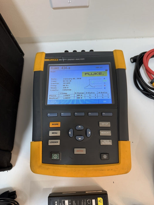 FLUKE 434 SERIES II ENERGY ANALYZER WITH ACCESSORIES TESTED