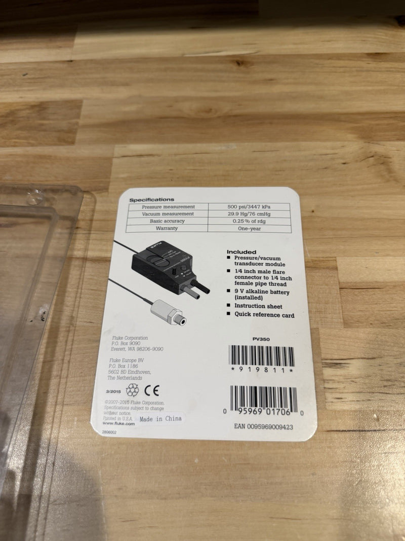 FLUKE PV350 PRESSURE VACUMM TRANSDUCER MODULE WITH BAG TESTED