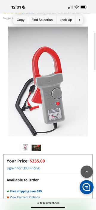 MEGGER MCPD 100L - DLRO100 DC CLAMP WITH BAG
