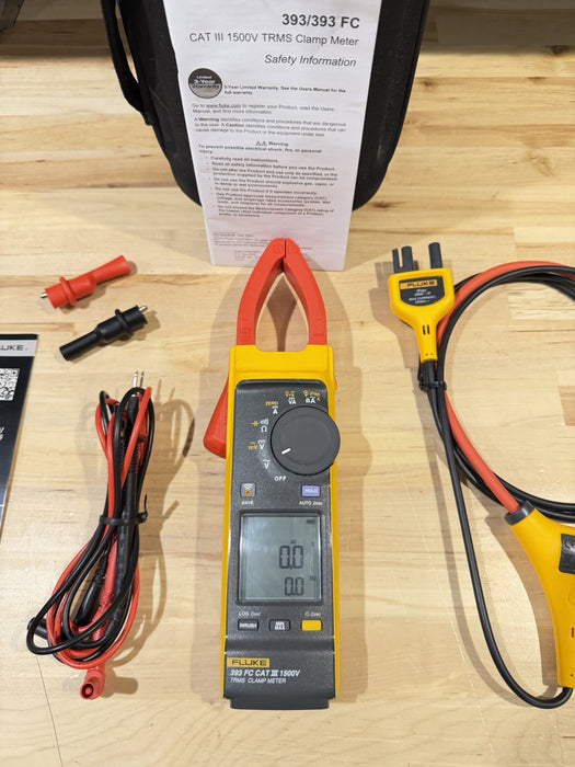 FLUKE 393 FC CAT III 1500V TRMS CLAMP METER WITH IFLEX PROBE & LEADS TESTED