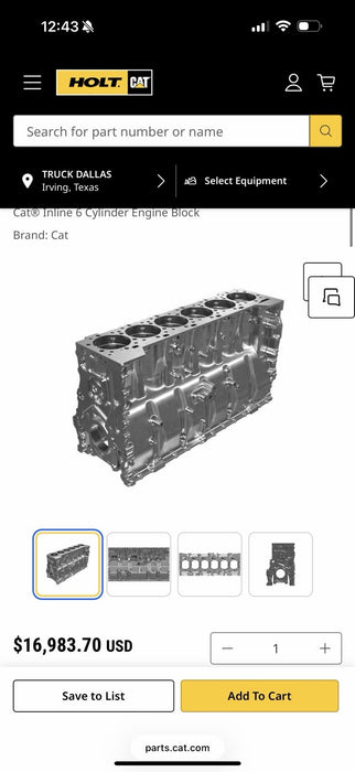 CAT 488-1675 6 CYLINDER ENGINE BLOCK