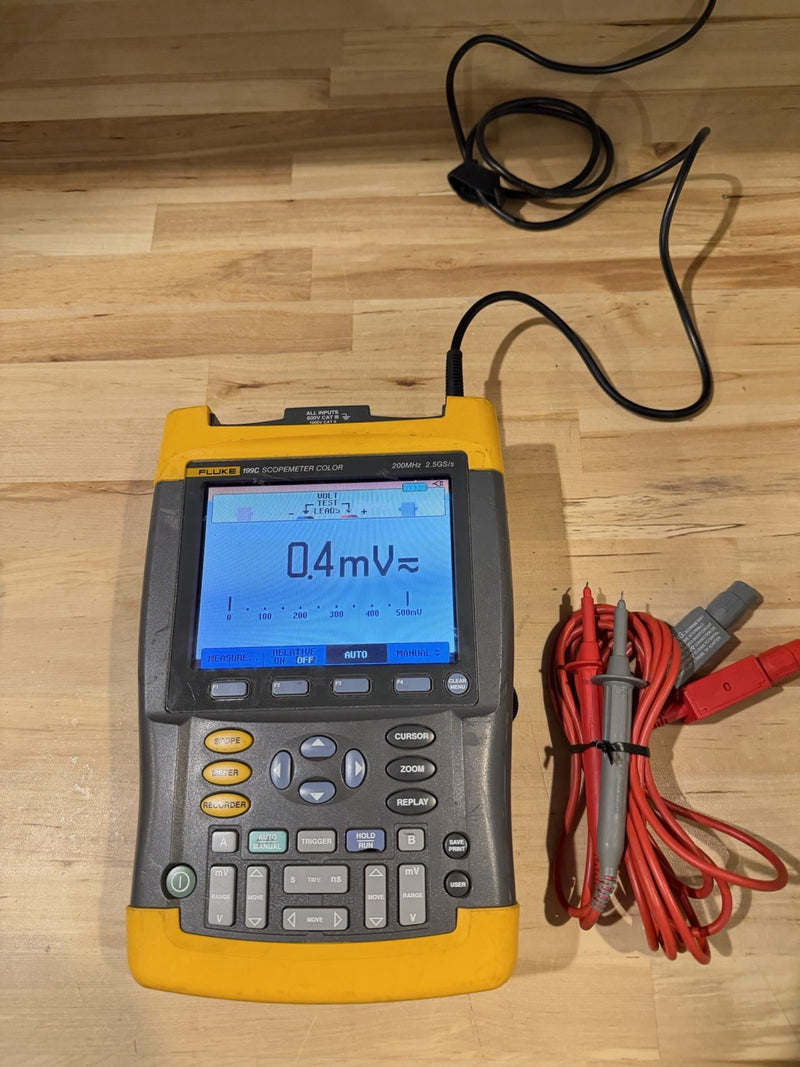 FLUKE 196C SCOPEMETER COLOR WITH LEADS 100MHZ 1GS/S TESTED