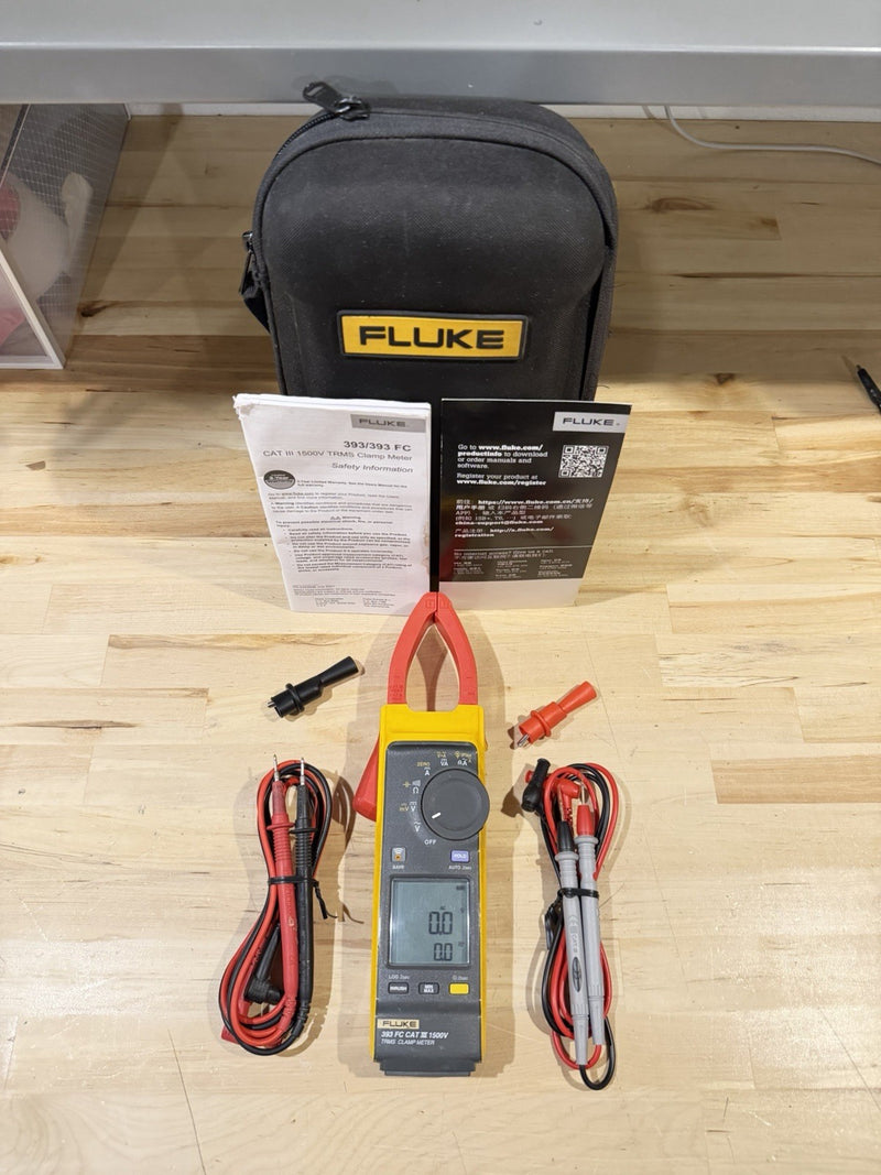 FLUKE 393 FC CAT III 1500V TRMS CLAMP METER W/LEADS TESTED