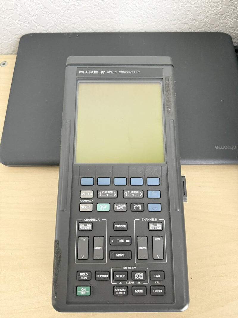 FLUKE 97 AUTO SCOPEMETER DUAL TRACE 50 MHZ HANDHELD OSCILLOSCOPE FOR PARTS
