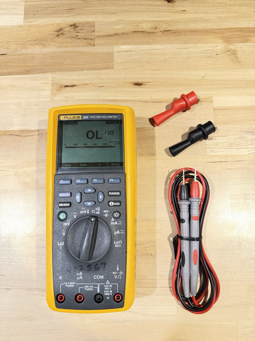FLUKE 289 TRUE RMS ELECTRONIC LOGGING DIGITAL MULTIMETER W/ LEADS & CLIPS #8