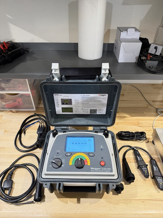 MEGGER DLRO10HD DIGITAL LOW RESISTANCE OHMETER W/ PROBES & CHARGER (TESTED)