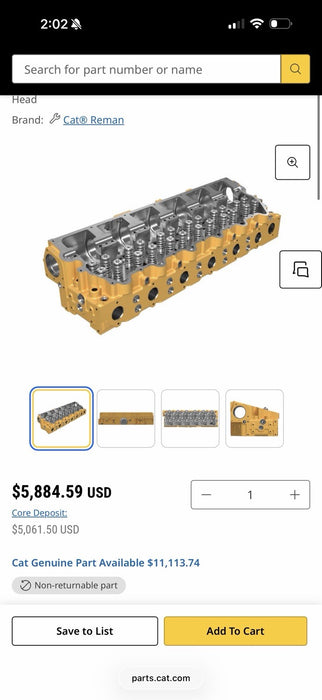 CAT 20R-2648 CYLINDER HEAD ASSEMBLY KIT