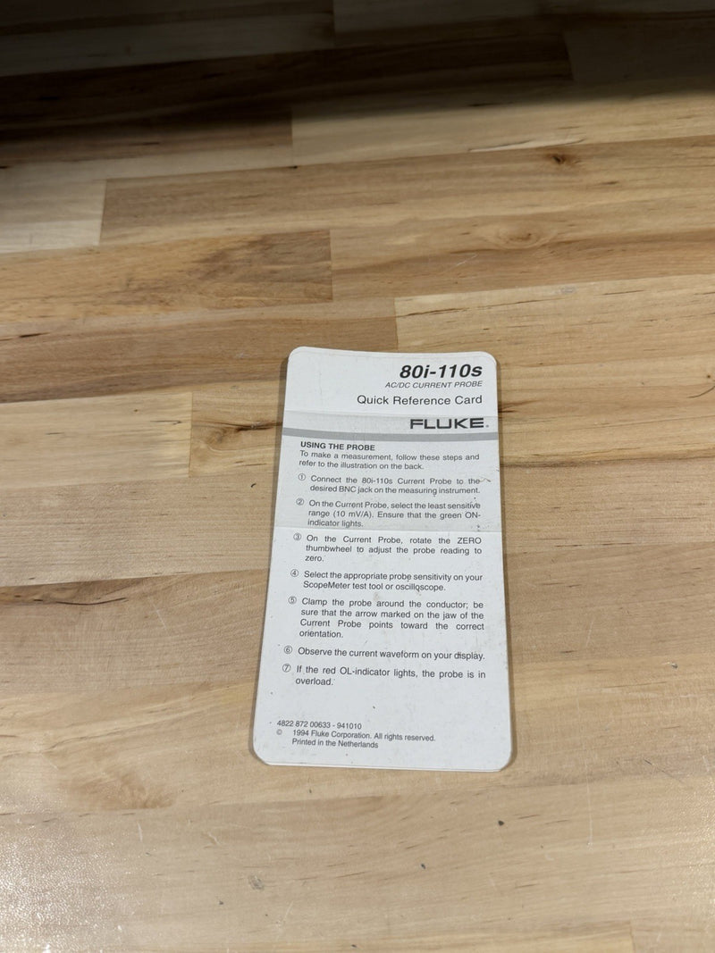 FLUKE 80I-110S AC DC CURRENT PROBE