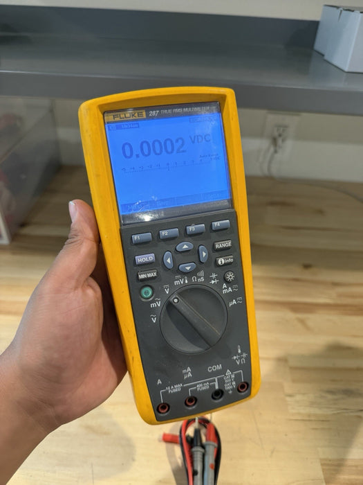 FLUKE 287 TRUE RMS ELECTRONIC LOGGING DIGITAL MULTIMETER WITH LEADS & CLIPS
