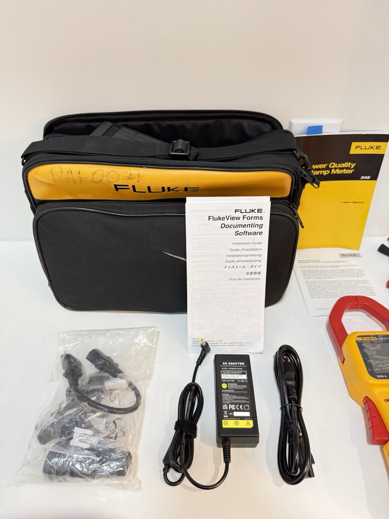 FLUKE 345 POWER QUALITY CLAMP METER W/LEADS & ACCESSORIES TESTED SHIPS FREE