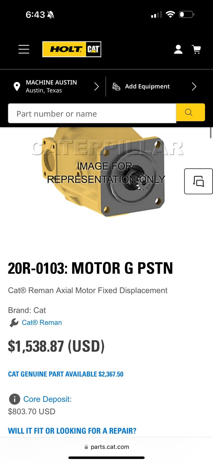 CAT 20R-0103 MOTOR G PSTN