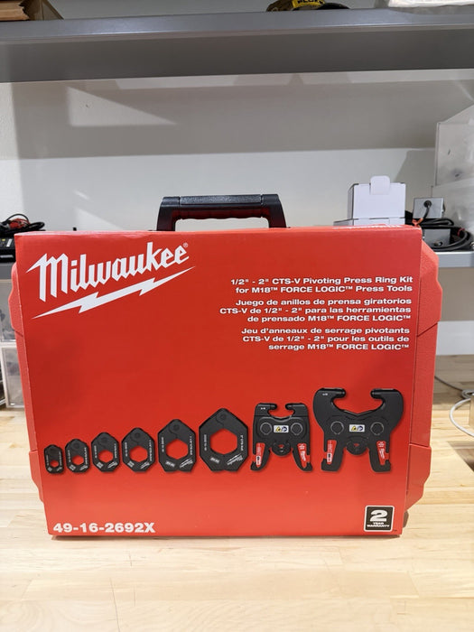 MILWAUKEE 49-16-2692X 1/2"-2" CTS-V PIVOTING PRESS RING KIT FOR FORCE LOGIC NEW