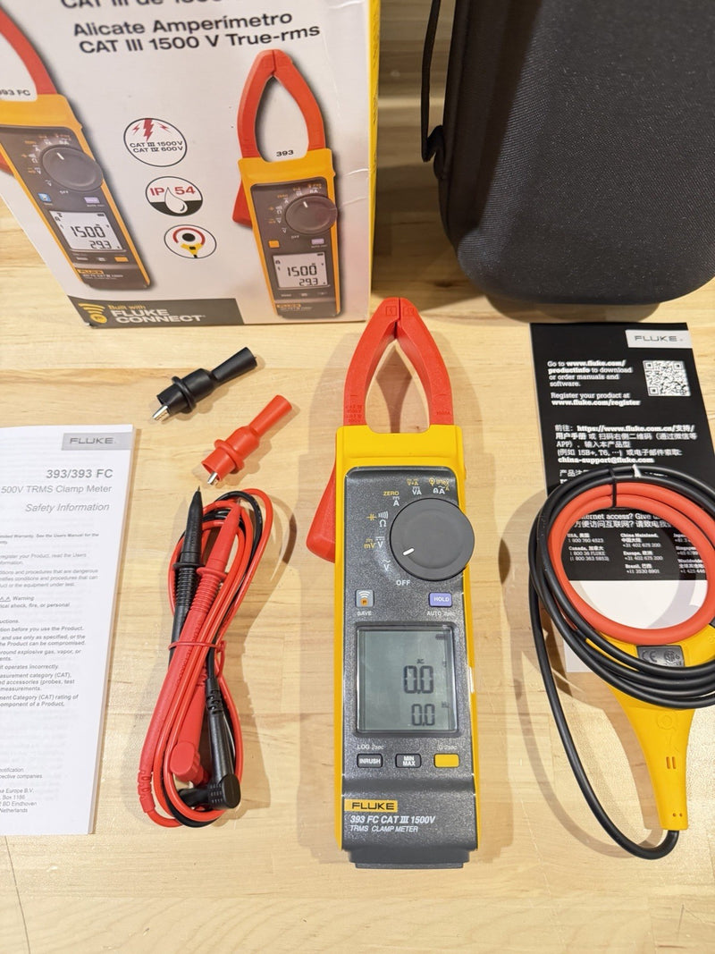 FLUKE 393 FC CAT III 1500V TRMS CLAMP METER WITH IFLEX PROBE & LEADS