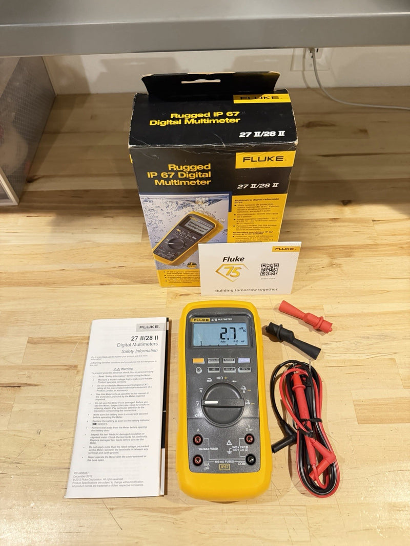 FLUKE 27 II TRUE RMS MULTIMETER CALIBRATED -SHIPS FAST (NEW SEALED)