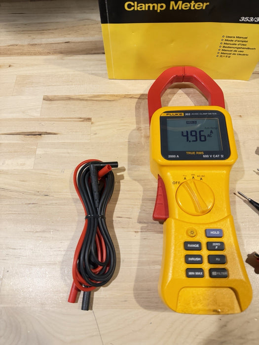 FLUKE 353 AC/DC CLAMP METER W/ LEADS & BAG (TESTED) SHIPS FAST