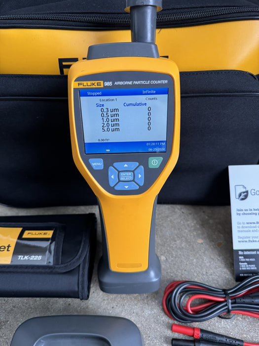FLUKE 985 PARTICLE COUNTER AIR QUALITY METER HVAC IAQ WITH NEW LEAD SET