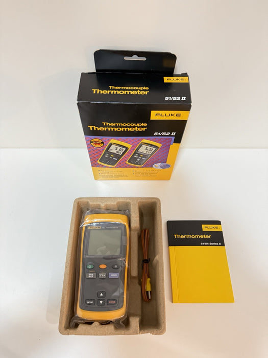 FLUKE 51 II THERMOCOUPLE THERMOMETER WITH PROBE NEW