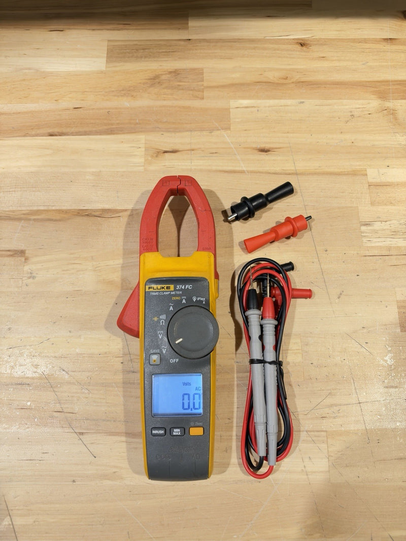 FLUKE 374 FC TRMS CLAMP METER W/ LEADS & CLIPS (TESTED) SHIPS FAST