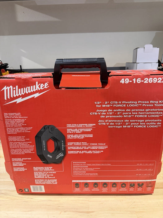MILWAUKEE 49-16-2692X 1/2"-2" CTS-V PIVOTING PRESS RING KIT FOR FORCE LOGIC NEW