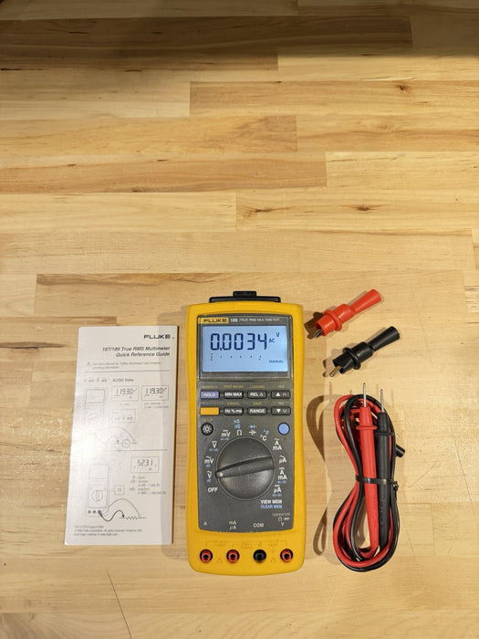 FLUKE 189 TRUE RMS MULTIMETER W/ LEADS & CLIPS (TESTED) SHIP FREE