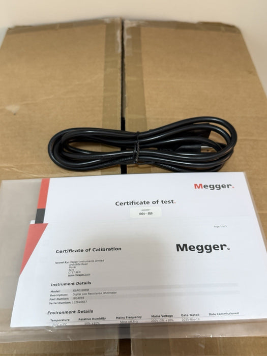 MEGGER DLRO100HB DIGITAL LOW RESISTANCE OHMMETER (NEW FACTORY SEALED) CAL 2025