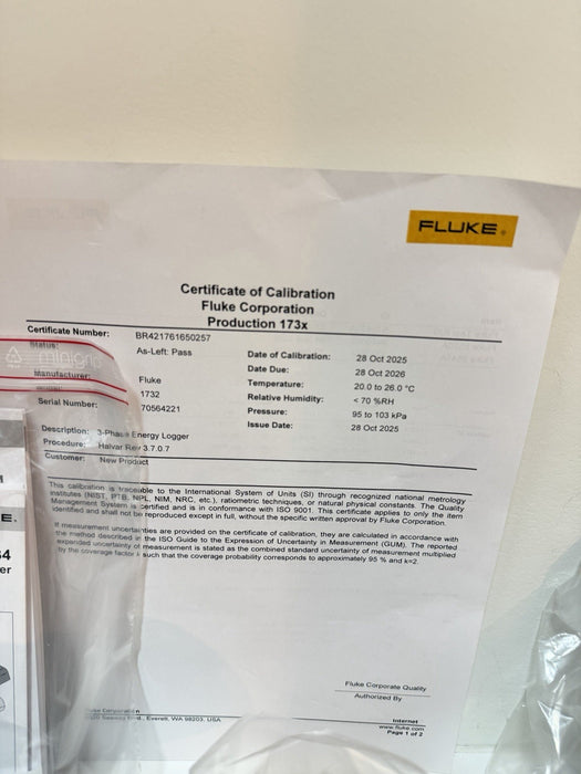 FLUKE 1732/EUS ENERGY LOGGER (NEW FACTORY BOX) CALIBRATED 2026- SHIPS FAST