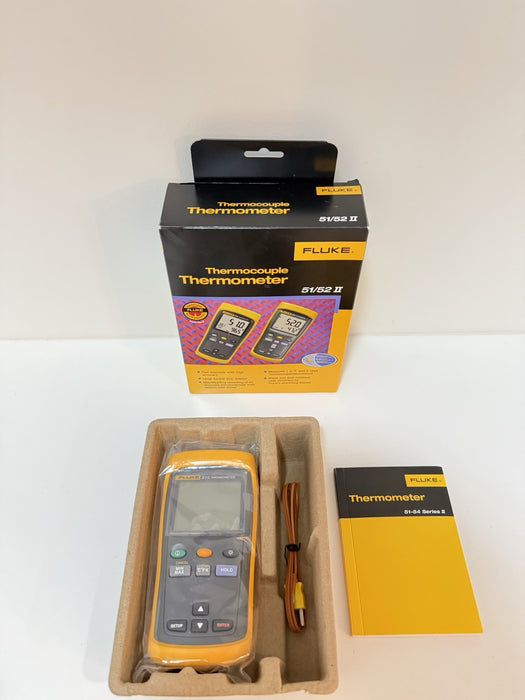 FLUKE 51 II THERMOCOUPLE THERMOMETER WITH PROBE NEW