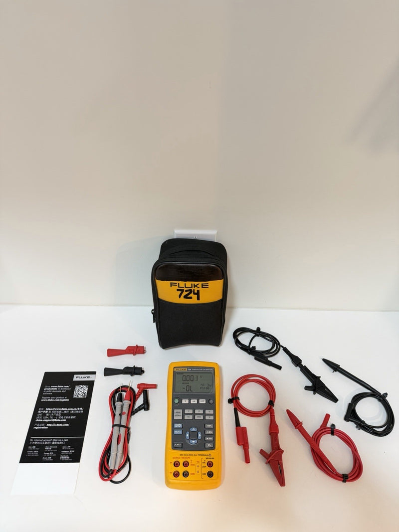 FLUKE 724 TEMPERATURE CALIBRATOR METER WITH LEADS & ACCESSORIES TESTED