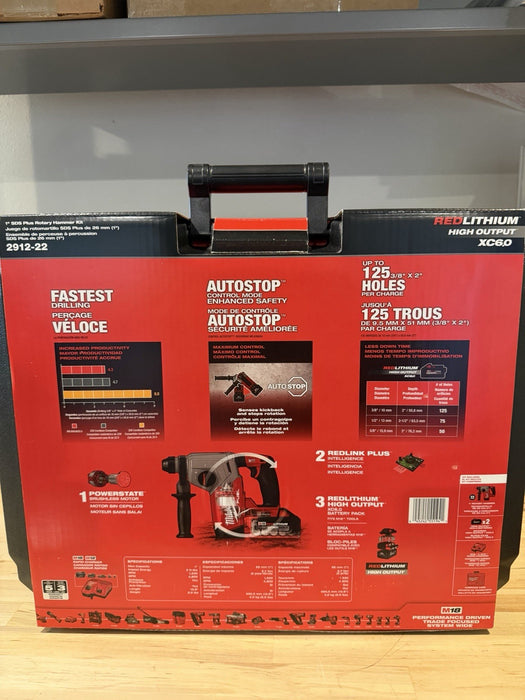 MILWAUKEE 2912-22 M18 FUEL 18V 1" SDS PLUS ROTARY HAMMER KIT -NEW FACTORY SEALED